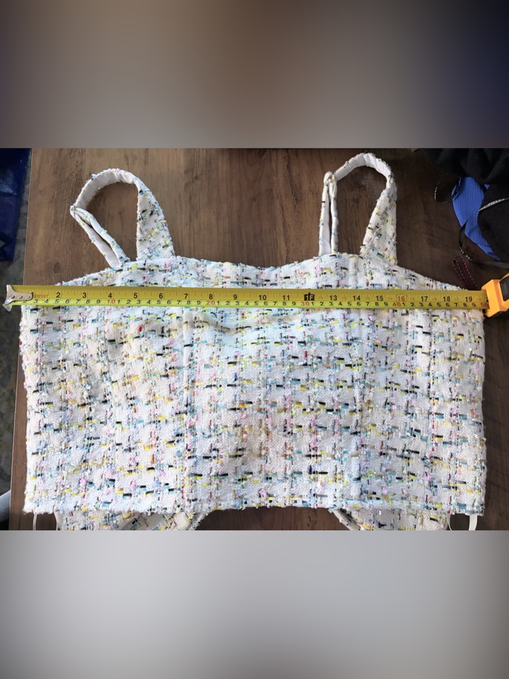 NWT Avec Les Filles Tweed Bow Back Crop Top - XL - Picture 9 of 13
